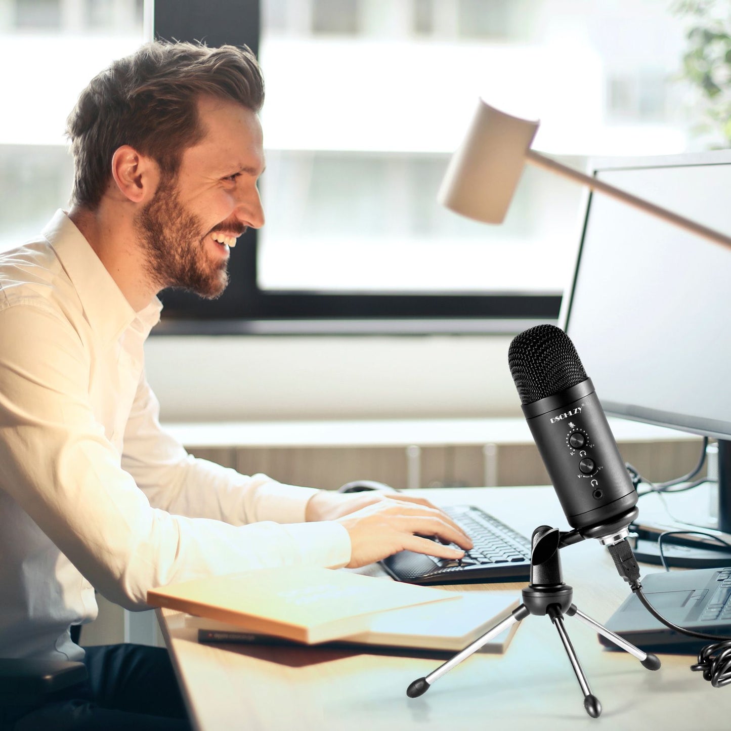 USB Recording Microphone for Computer Podcast: Zero Latency Monitoring Professional PC Mic Studio Cardioid Kit with Tripod Stand, Great for Gaming, Podcasting, Streaming, YouTube, Voice Over, Skype