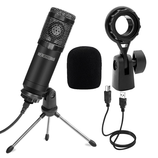 5 Core USB Microphone Condenser Mic for Computer Gaming Podcast Tripod Stand Kit for Streaming Recording, Vocals Voice Cardioids Studio Microphone RM 4 B