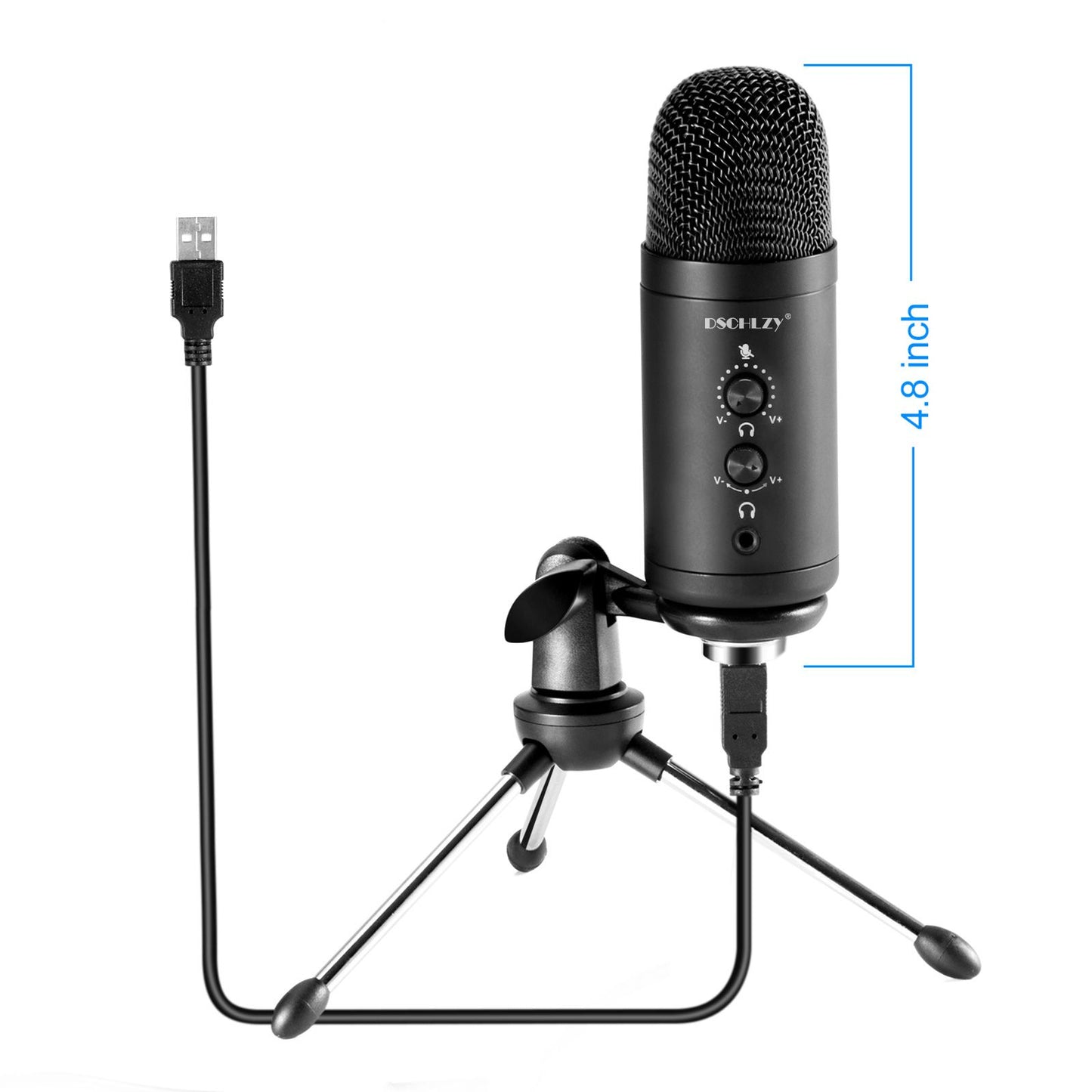 USB Recording Microphone for Computer Podcast: Zero Latency Monitoring Professional PC Mic Studio Cardioid Kit with Tripod Stand, Great for Gaming, Podcasting, Streaming, YouTube, Voice Over, Skype