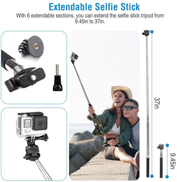 26 In 1 Camera Accessories Kit Fit For GoPro Hero 5/4/3+/3/2/1 Camera Outdoor Sports Action Camera Accessories Kit w/ Chest Strap Selfie Stick Floating Mount Tripod Stand